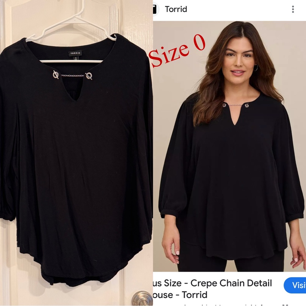 Torrid Black Crepe Blouse with Chain Accent